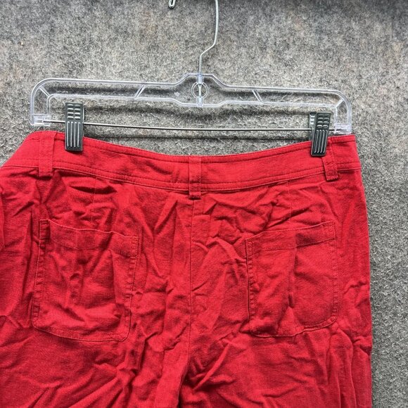 Pendleton Pants Womens 8 Red Linen Blend Cropped Casual Capri Pockets Summer - Picture 5 of 10